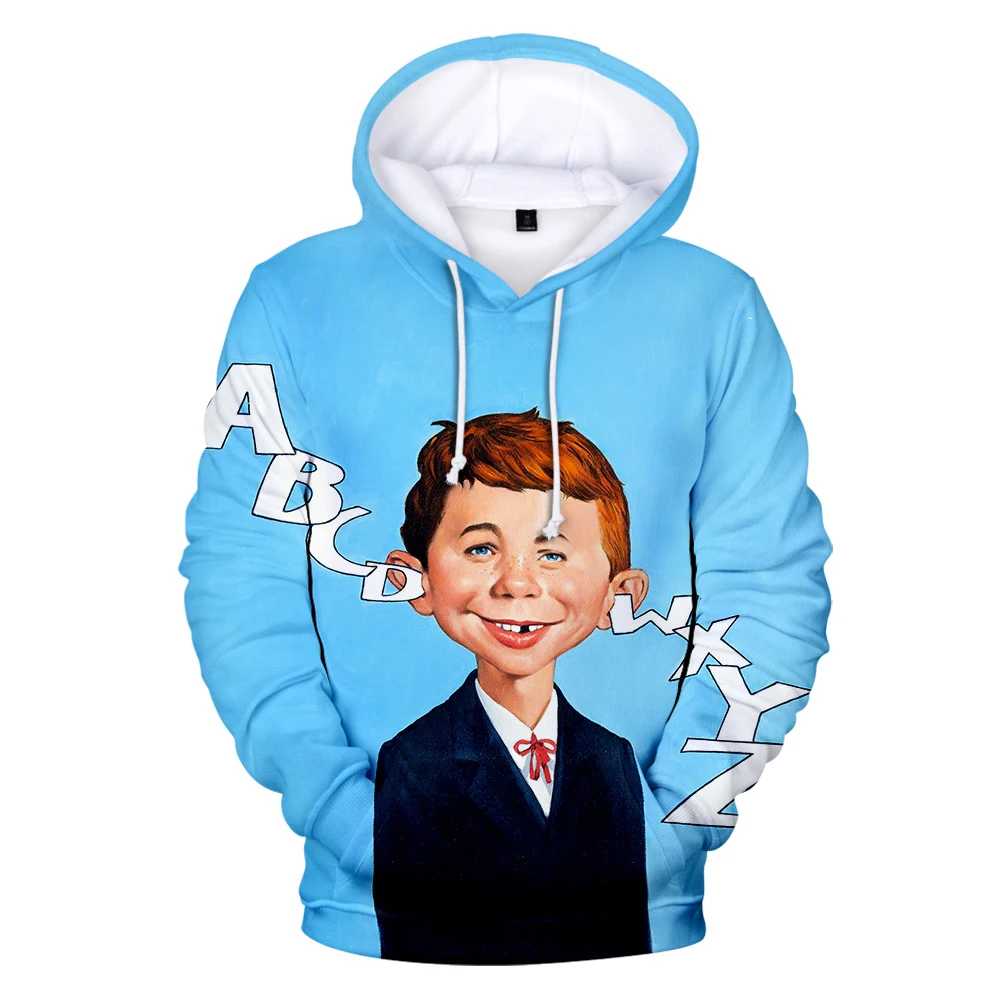 MAD magazine/3D верхняя одежда, толстовка с капюшоном в стиле хараджуку, новинка года, стильные толстовки с капюшоном для родителей и детей, колледжа