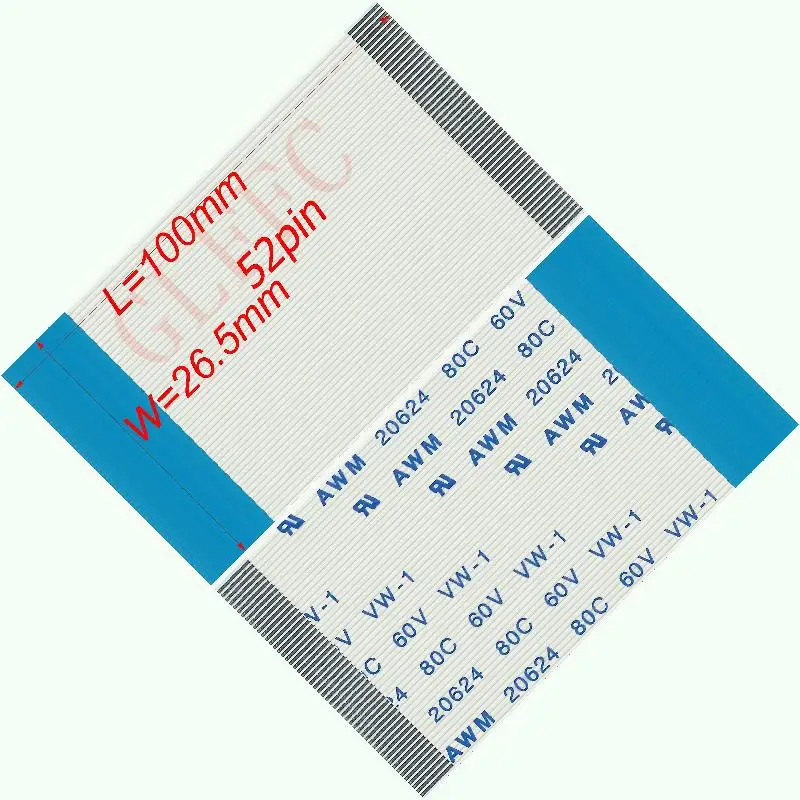 0 5 Шаг 44 ~ 52pin 300 2000 мм B-Тип Гибкий плоский кабель FFC awm 20624 ROHS для TTL LCD DVD Компьютера |