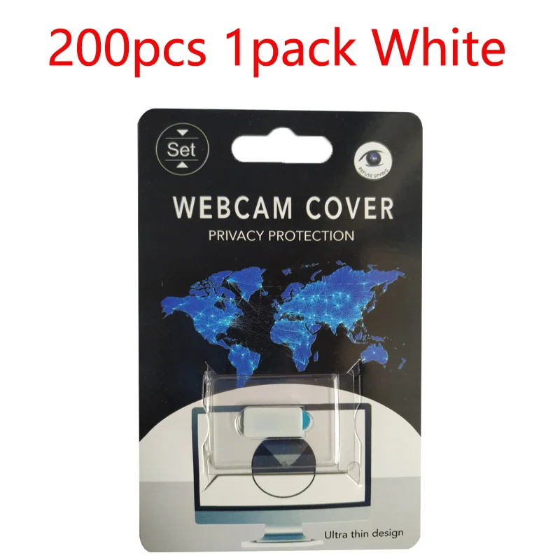 200pcs 1pack White 100-1000 шт прямоугольная настраиваемая продукция печать логотипа веб-камера крышка ультра тонкий затвор слайдер крышка объектива камеры с упаковкой - Цвет: 200pcs 1pack White
