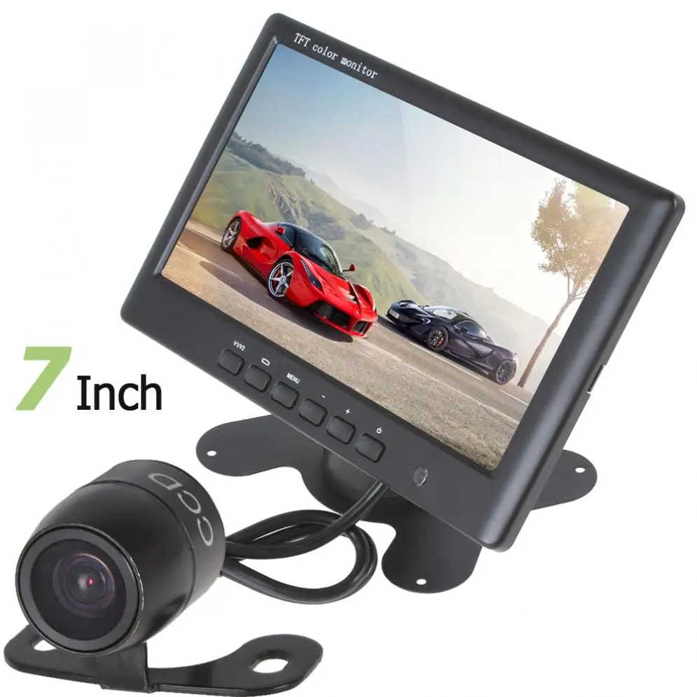 

HD 800 x 480 Super Thin 7 Inch Color TFT LCD 2 Channels Video Input Car Rear View Monitor+E306 18mm Color CMOS / CCD Camera