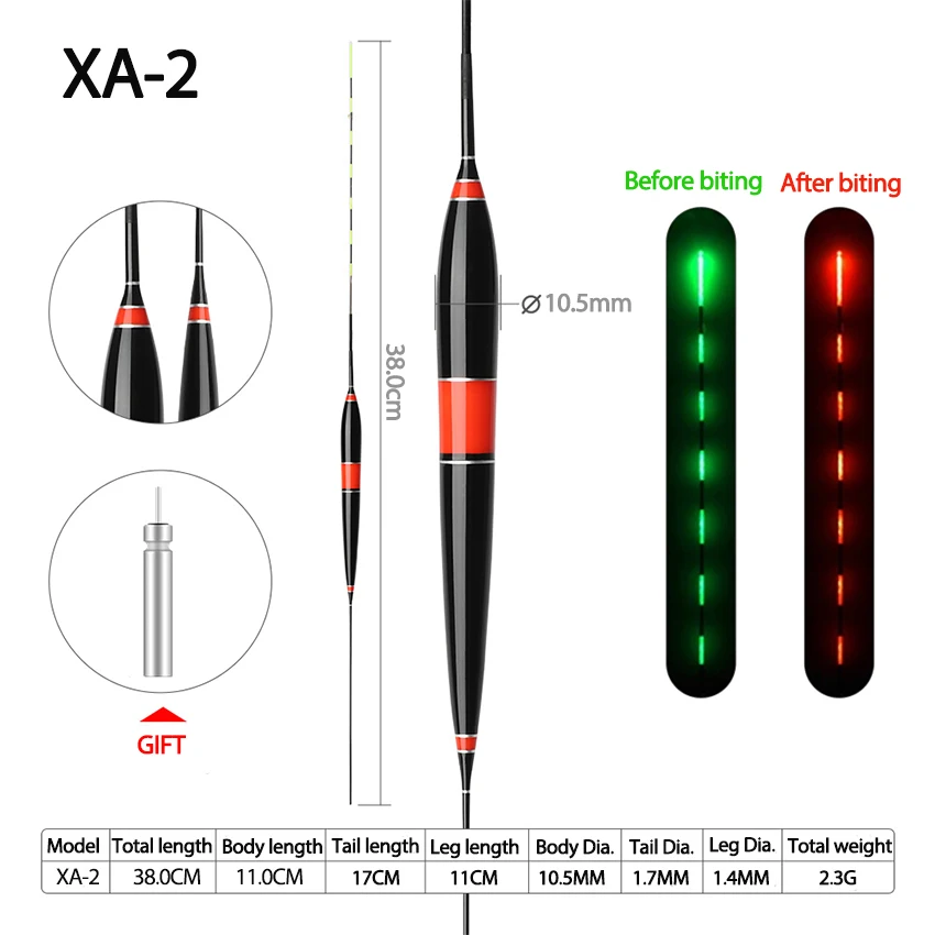 Рыболовный светильник-поплавок, умный светодиодный поплавок с батареей, светящийся поплавок для рыбы, автоматически напоминающий Электрический рыболовный буй - Color: XA-2