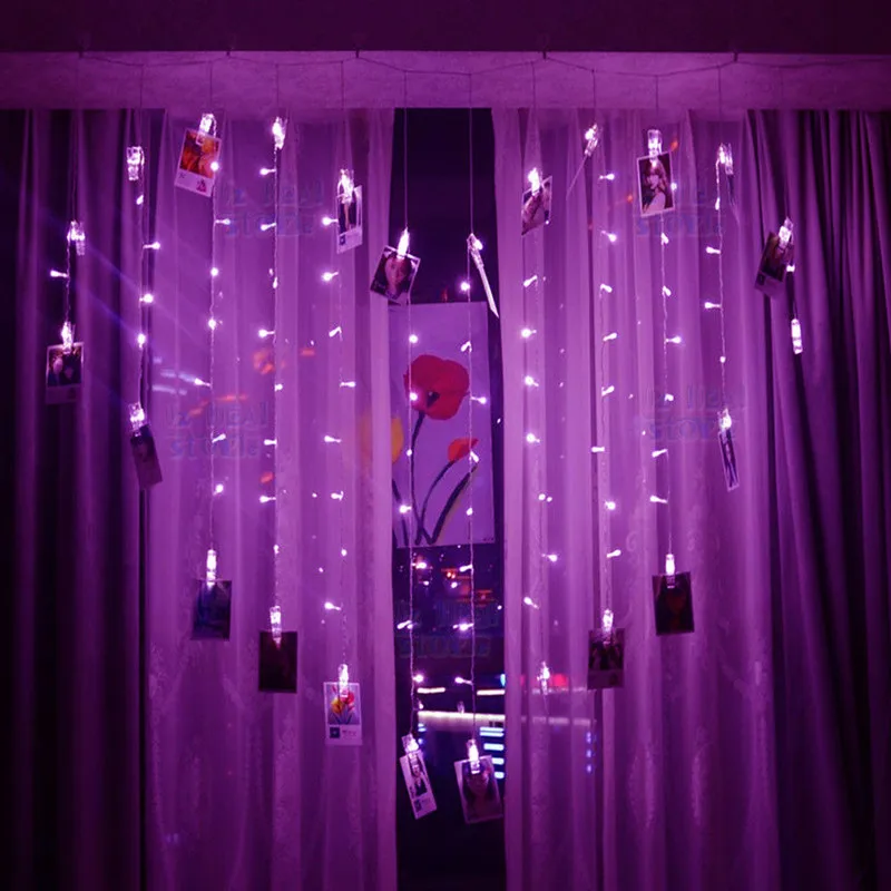 2x1,5 м 128LED в форме сердца фонарики гирлянда модные фотографии plug Powered лампа Рождество праздник свадьба украшение дома