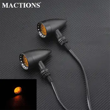 

2xMotorcycle LED Amber Turn Signal Brake Indicator Lights Bullet Blinker 12V For Harley Chopper Bobber Cafe Race Touring Dyna XL