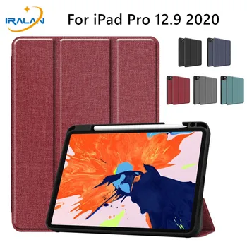 

3-fold Cloth Leather Folding Stand Cover For iPad Pro 12.9 2020 With Pencil Holder Case For iPad Pro 12.9 inch 2020 Tablet Case