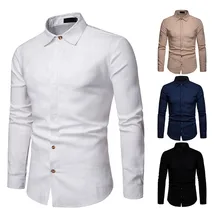 Однотонные деловые мужские деловые повседневные Простые однотонные однобортные рубашки с длинными рукавами Размеры s m l xl XXL хаки темно-синий белый черный