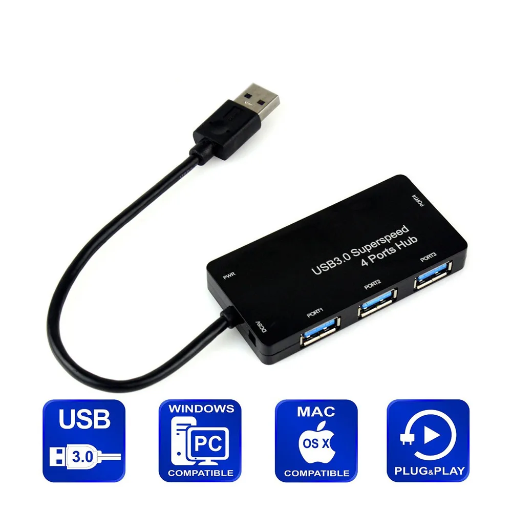 4 Порты и разъёмы USB 3,0 концентратор адаптер питания кабель для портативных ПК