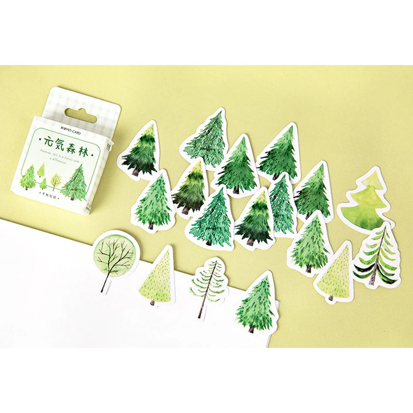 

45pcs/box Cute Japanese Green Forest Mini Boxed Stickers Diary Scrapbooking Decorative DIY Stickers