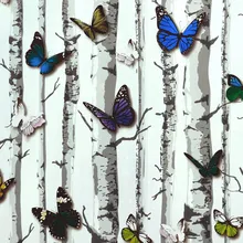 Birch Butterfly Peel And Stick Wallpaper Roll Multicolor Vinyl Self-adhesive Wall Sticker Background Closet Furniture Home Decor