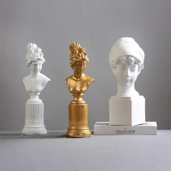 

Nodic Resin Greek Goddess Bust Statues Home Office Desktop Decorations 36cm Character Sculputre Abstract Crafts Gifts