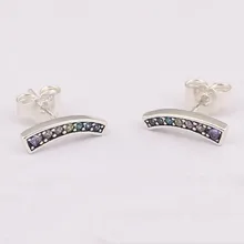 925 пробы серебряные серьги для женщин, Разноцветные серьги-гвоздики с кристаллами, подарок для девушек, хорошее ювелирное изделие для девушек