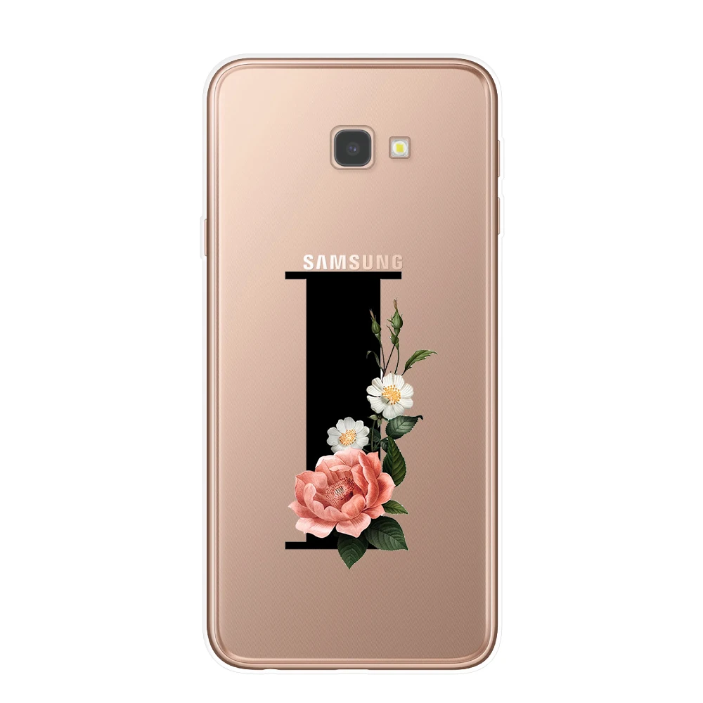 Письмо монограмма A B C D Алфавит цветы Мягкий ТПУ чехол для телефона для samsung J3 J5 J7 J4 J6 плюс бампер с цветочным узором