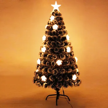 

Glitter Light Snow Pine Needle Christmas Tree With LED Star Tree Topper Green Plant New Year Xmas Home Mall Hotel Decorations