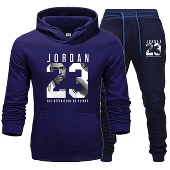

New Men Hoodies Suit Jordan 23 Tracksuit Sweatshirt Suit Fleece Hoodie+Sweat pants Jogging Homme Pullover 3XL Sporting Suit Male