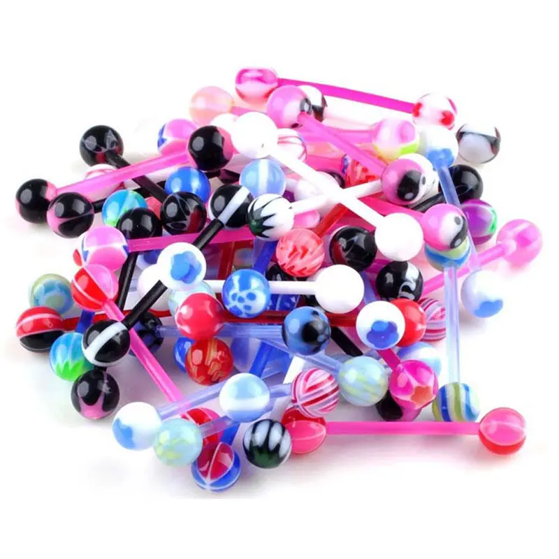 Hot Selling Body Piercing Jewelry Classic Barbell Tongue Piercing Mixed Ball Tongue Navel Nipple Barbell Rings Bars Body Jewelry