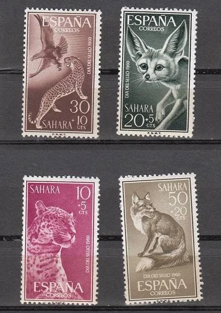 

4 шт./компл. Новый штамп Испания Sahara Post 1960 штампы для скульптур диких животных MNH