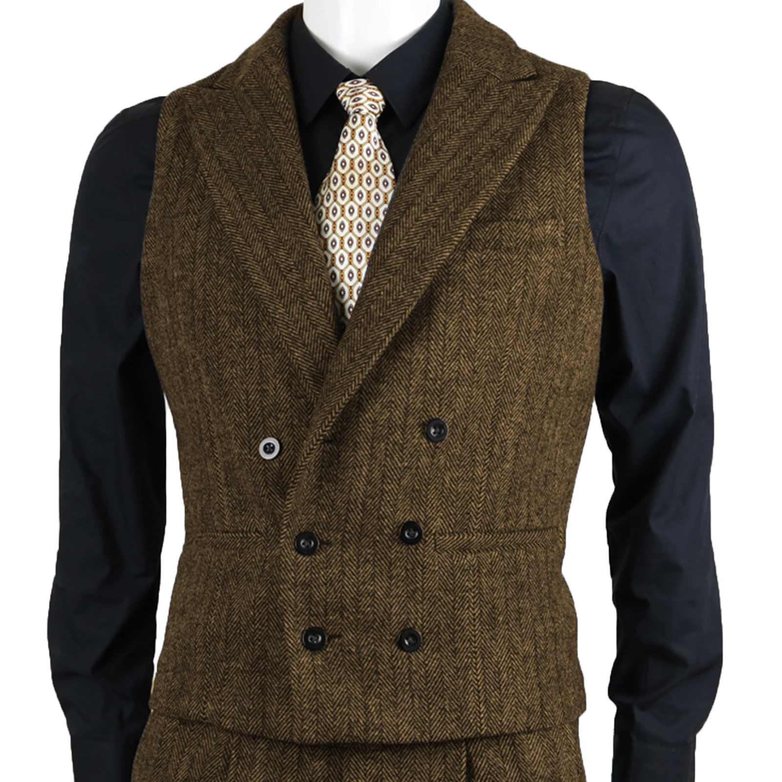 2021 Double breasted Vest For Men Grey Vintage vestido men Formal Notch Lapel suits Waistcoat For Wedding XS-5XL 3