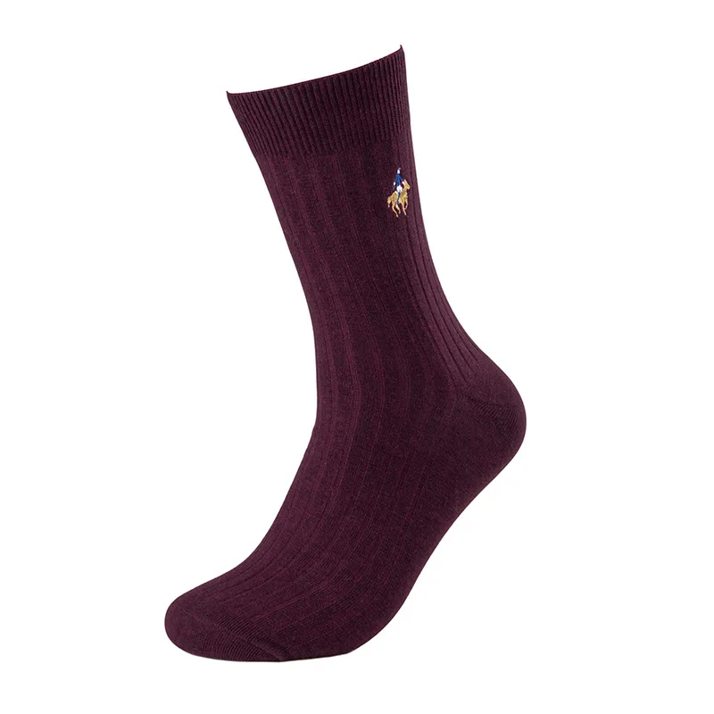 Pier Polo новые высококачественные носки хлопок мужские деловые повседневные носки из хлопка однотонноные цветные носки с вышивкой осень-зима мужские носки - Цвет: Wine Red
