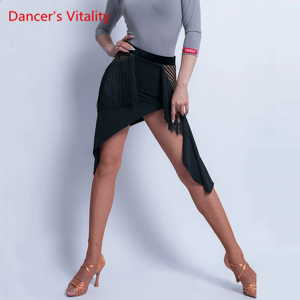 

Latin Dance Female Adult Sexy Skirt Rumba Cha Cha Profession Performance Dance clothing Tassel Slit Exercise Clothes