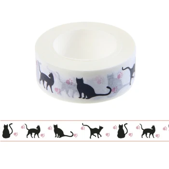 

Cartoon black cat art paper tape hand book handmade tape