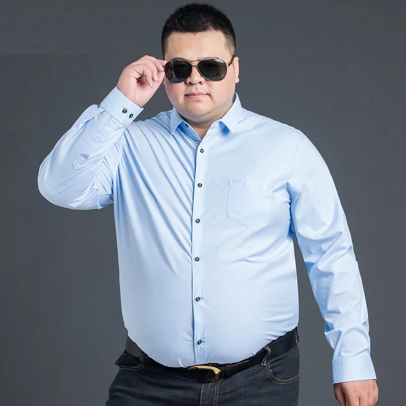 Dress Shirts Men Plus Size Big Dress Shirt Long Sleeve 6XL 8XL 10XL 12XL Formal Office Business