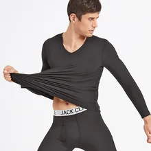 Термобелье наборы Нижнее белье Бесшовные тонкие кальсоны костюмы эластичные дышащие для похудения теплое с длинными рукавами нижнее белье для мужчин