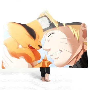 

Customize Anime Naruto 3D Print Spot Plush Hooded Blanket For Adults Kid Warm Home Picnic Wearable wool Fleece Blankets