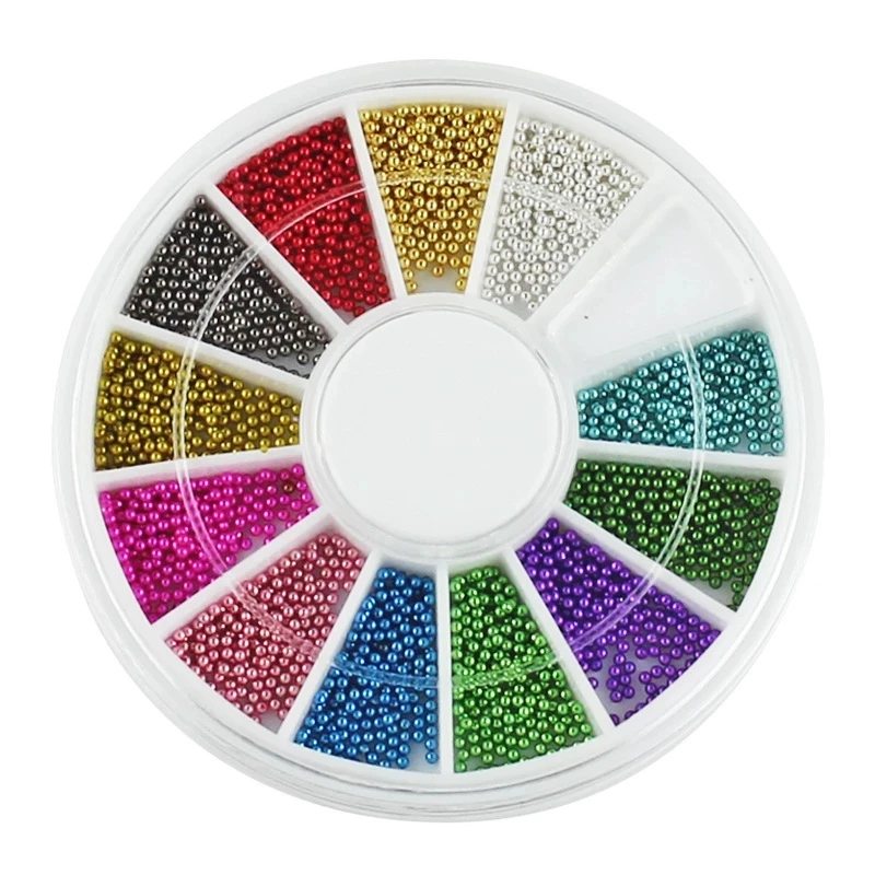 12 Colors Microbeads Wheel Nail 3D Magic Candy Color Design DIY Caviar Nail Art Decorations Accessories Nail Tools