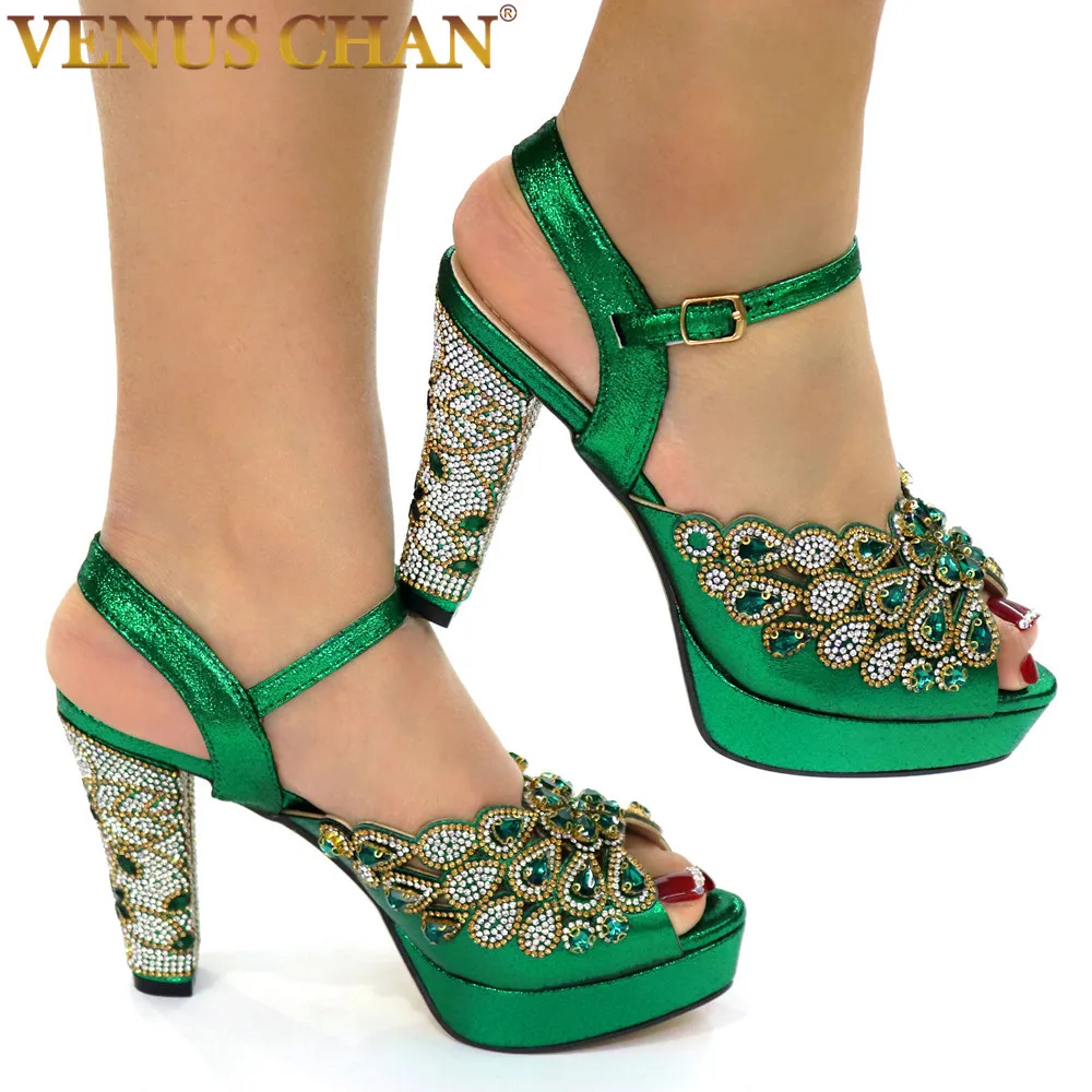 Women Pumps Stiletto Nigeriain-Shoes Wedding High-Heels N.green-Color Ladies Party Sexy