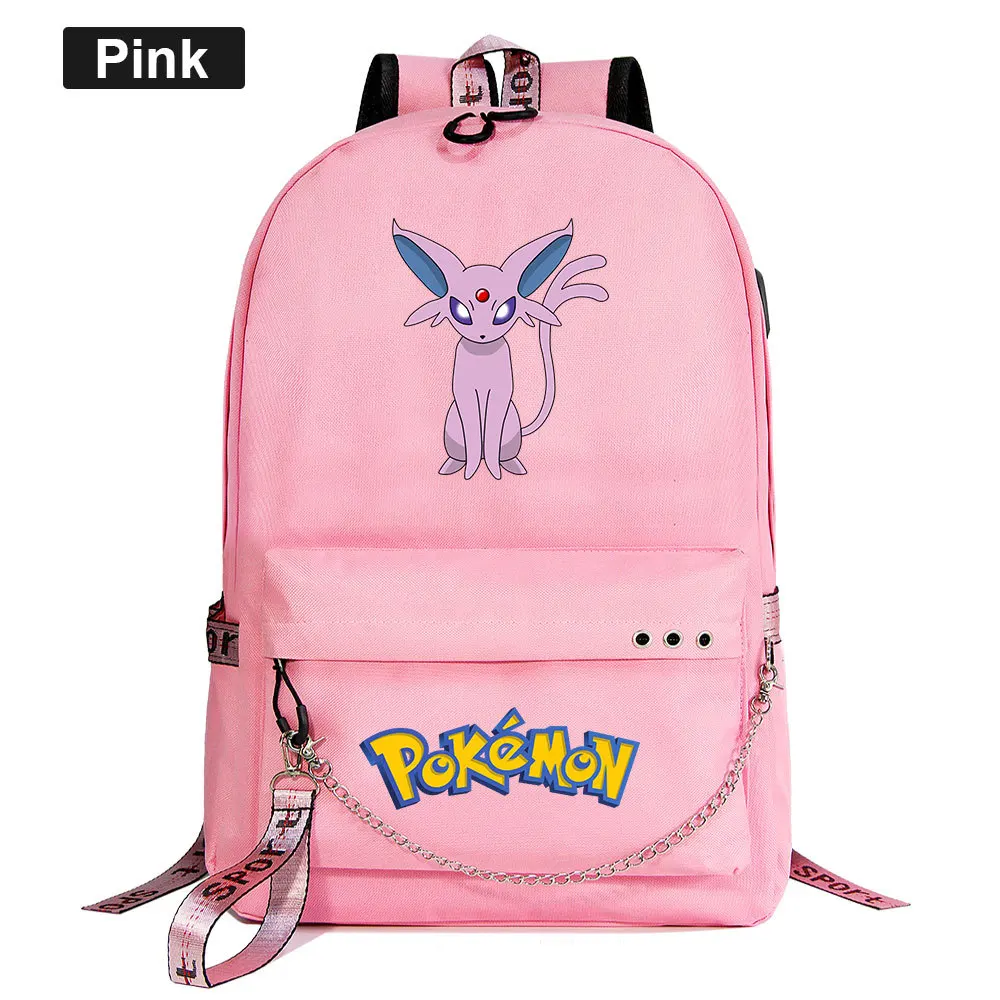 Style 12 Espeon Mentali Psiana USB Рюкзак Школьные сумки черный розовый Mochila дорожные сумки рюкзак для ноутбука с цепочкой для наушников USB порт - Цвет: Style 12