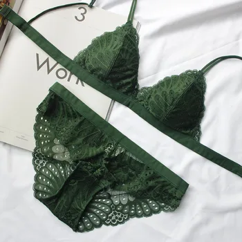 

2020 Lace Bralette Set Triangle Cup Bra for Girls Small Breasts Bra with Padded Wireless Sexy Underwear Set Women Lingerie S M L