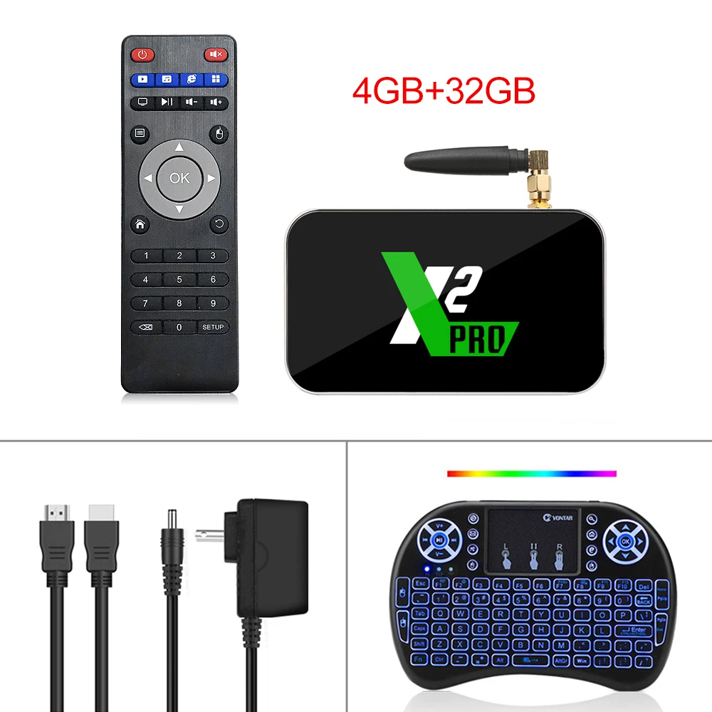 x2 pro RU keyboard ТВ приставка X2 Pro Smart Android 9,0 Amlogic S905X2 2GB 16GB 4GB 32GB 2,4G/5G WiFi 1000M 4K медиаплеер X2 cube PK Ugoos - Цвет: x2 pro RU keyboard