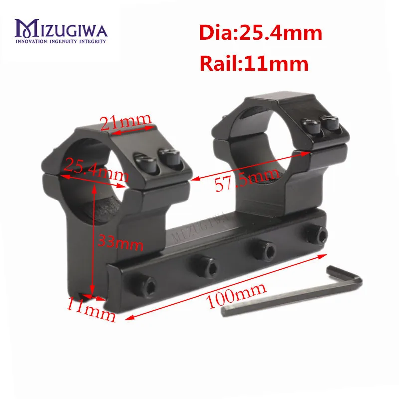 MIZUGIWA 25,4 мм " /30 мм кольцо одна штука низкий профиль ласточкин хвост крепление кольца 11 мм рельсы Вэйвер длинные 100 мм прицел фонарик