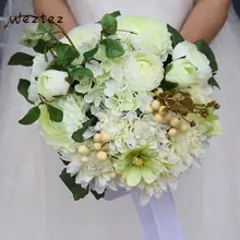Weztez ручной работы искусственный букет невесты розы Свадебный Цветочный букет декоративный SPH132