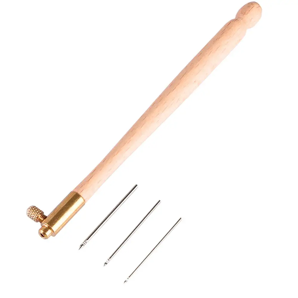 

Embroidery Crochet Wooden Handle Tambour Croche Hook with 3 Needles Embroidery Beading Crochet Set for DIY Crafts Knitting Tools