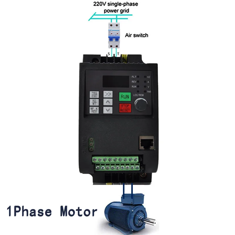 

VFD AT2 0.45KW/0.75KW/1.5KW/2.2KW/3KW/4KW Single-Phase 220V In and Single Phase Out frequency converter for Single-Phase Motor