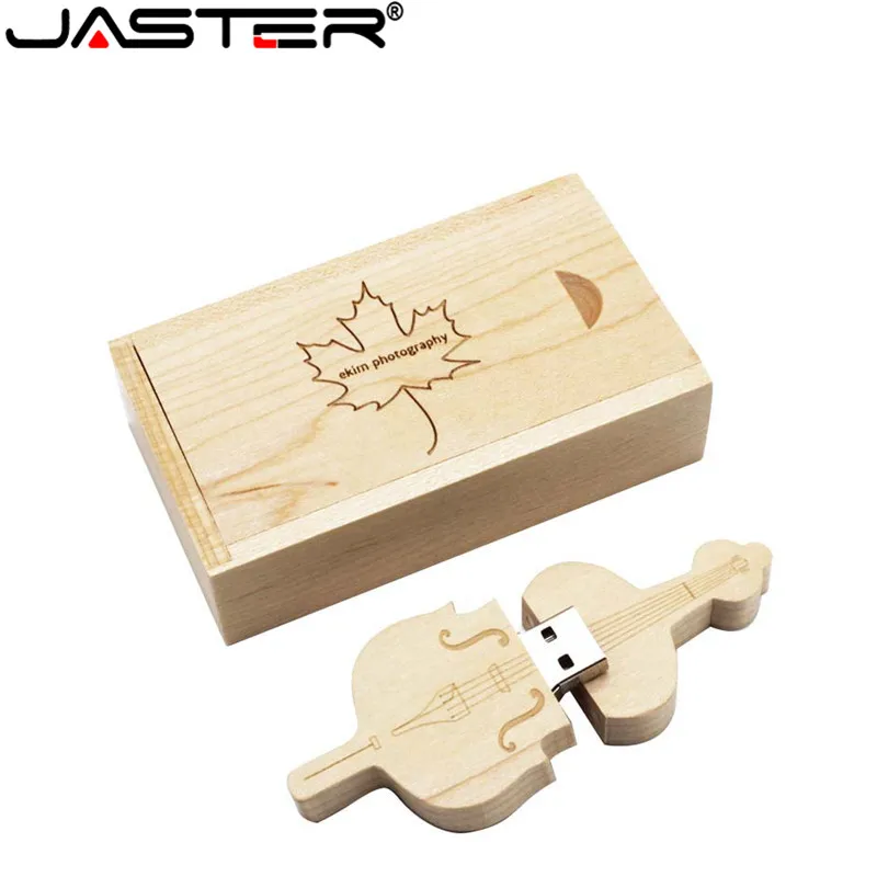 JASTER usb флеш-накопитель 4 ГБ 8 ГБ 16 ГБ 32 ГБ 64 Гб Пользовательский логотип деревянная Виолончель+ коробка usb интерфейс 2,0 модная флеш-карта памяти