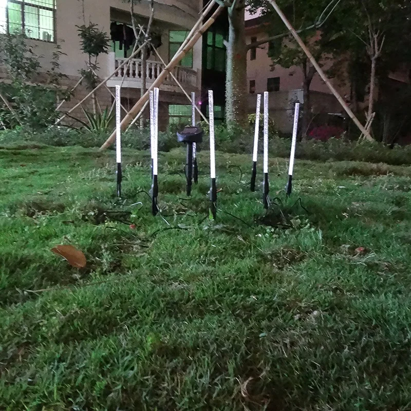 Solar Power Tube Lights Acrylic Garden Stick Stake Light Lamp Set