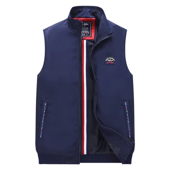 

Plus Size 4XL Vest Men Spring Autumn Fashion Brand Clothing High Quality Embroidery Shark Jacket Sleeveless Male Waistcoat