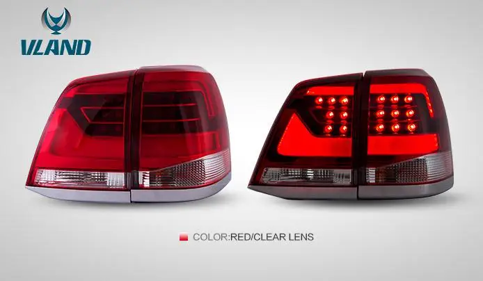 RED VLAND завод высокого качества для автомобиля задний светильник для LAND CRUSIER светодиодный дизайн задний светильник 2008 2011 - Цвет: RED