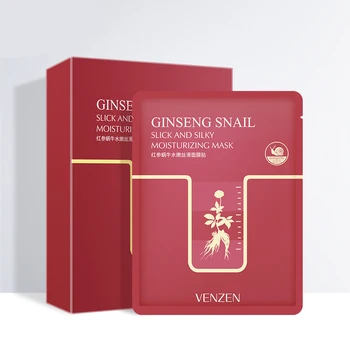 

10 pieces Ginseng Snail Hydration Skin Slick Silky Moisturizing Mask Hydrating Shrinking Pores Anti-Aging Oil-control Whitening