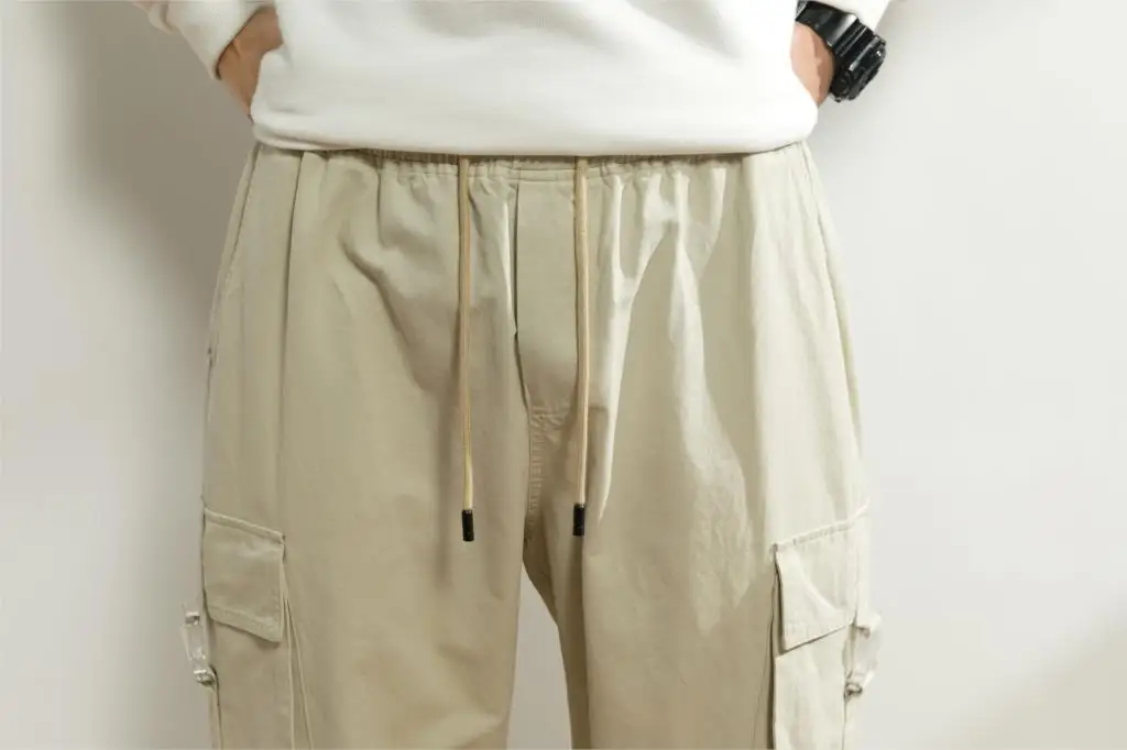 Men's Casual Pants Spring Solid color High quality Cotton men Trousers Big-pocket Fashion Loose Comfortable Cargo Pants A982