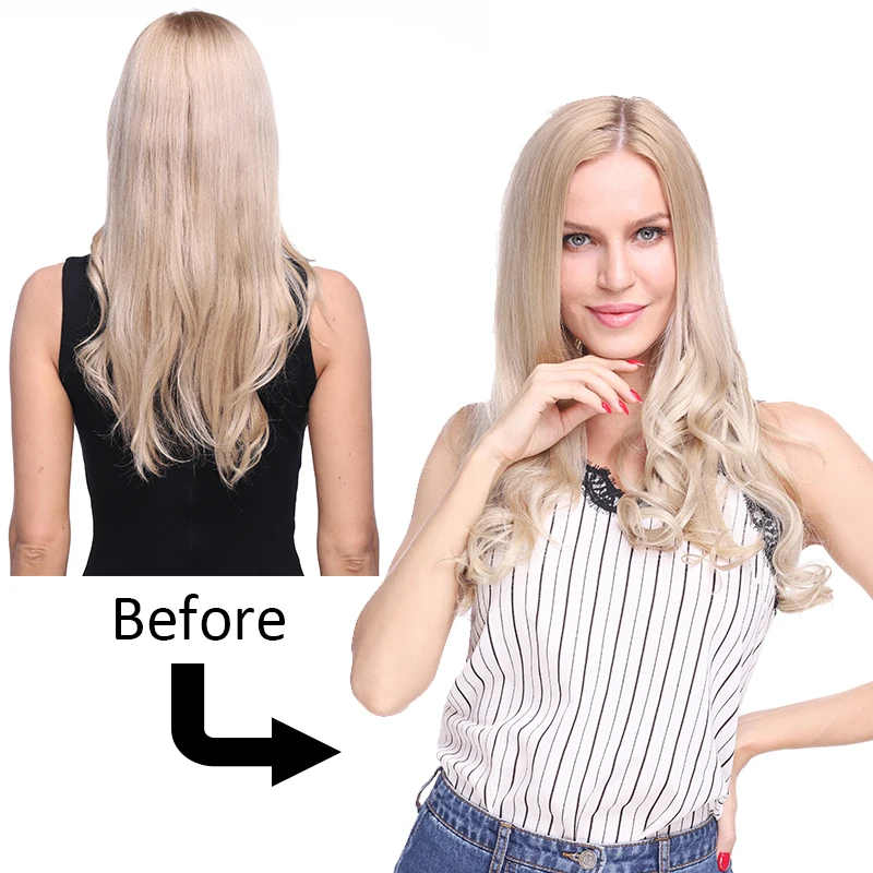 BENEHAIR Synthetic 24'' Long Wavy Clip In Hair Extension 140g Hair Piece 8Pcs/set Clips Pink Purple Blonde False