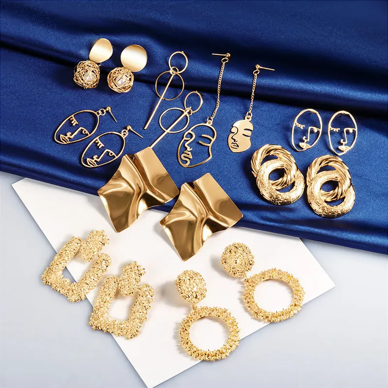 2020 Hot Women Earrings Large Gold Drop For Statement Big Geometric Dangle Earring Brincos Vintage Jewelry | Украшения и