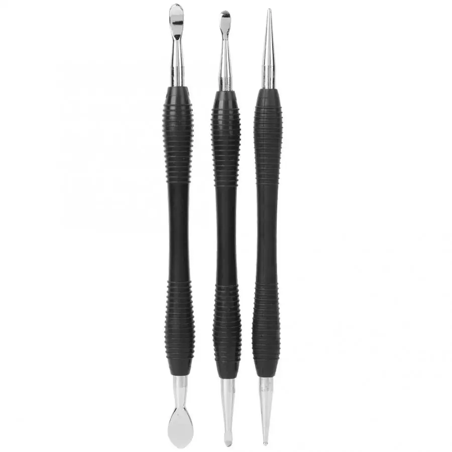 3PCs DIY Carving Printing Tool Leather Craft Tool Kit Craft Cone Deep Shallow Spoon Leather Craft Carving Tool