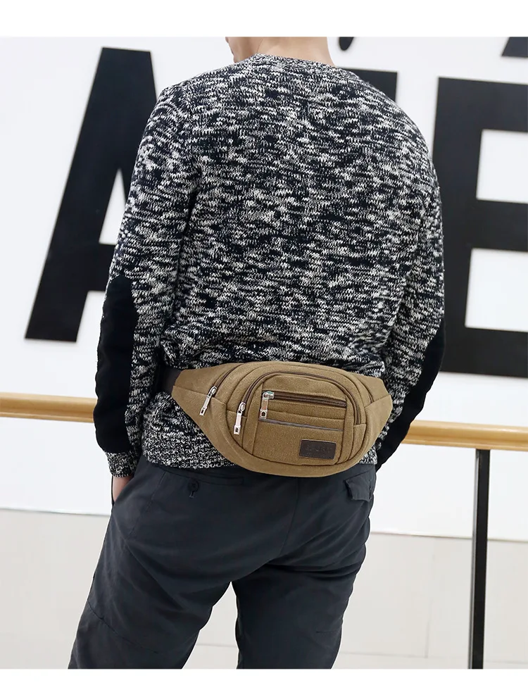 Canvas Fashion Large Capacity Men Wallet Multi-functional Wearable Bag Sports Casual Shoulder Bag Women's Mobile Phone Bag