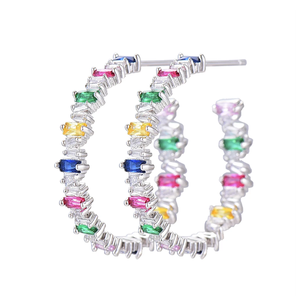 LARRAURI Кубический Цирконий Кристалл CZ Дубай серьги-гвоздики Bijoux модные iобычная геометрические трендовые серьги гвоздики для женщин - Окраска металла: multicolor