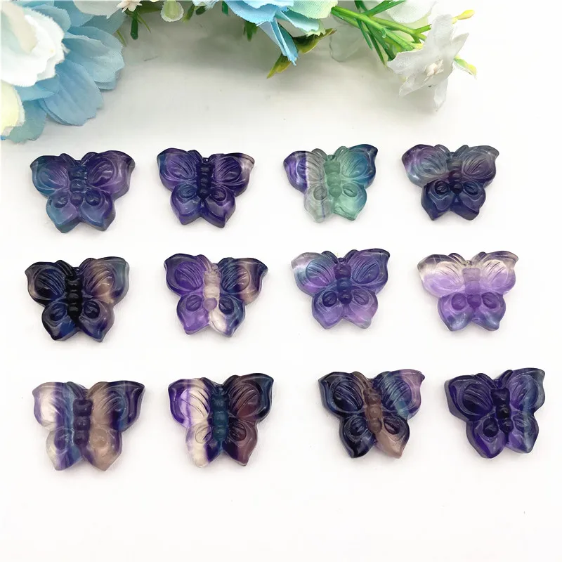 

1pcs Natural Rainbow Colorful Fluorite Hand-carved Figurine Animal Butterfly Home Decoration Crystals and Stones Healing Gifts