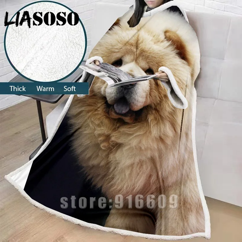 LIASOSO зимнее «ленивое» одеяло с 3D принтом в виде собаки, одеяло с рукавами, семейное одеяло, мягкое теплое одеяло, покрывало, одеяло, накидка