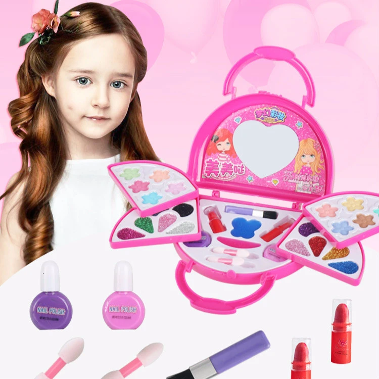 Ролевые игры для девочек набор инструментов для макияжа Детская косметика безопасные нетоксичные игрушки дом игрушка помада-блеск для губ Детский Рождественский подарок