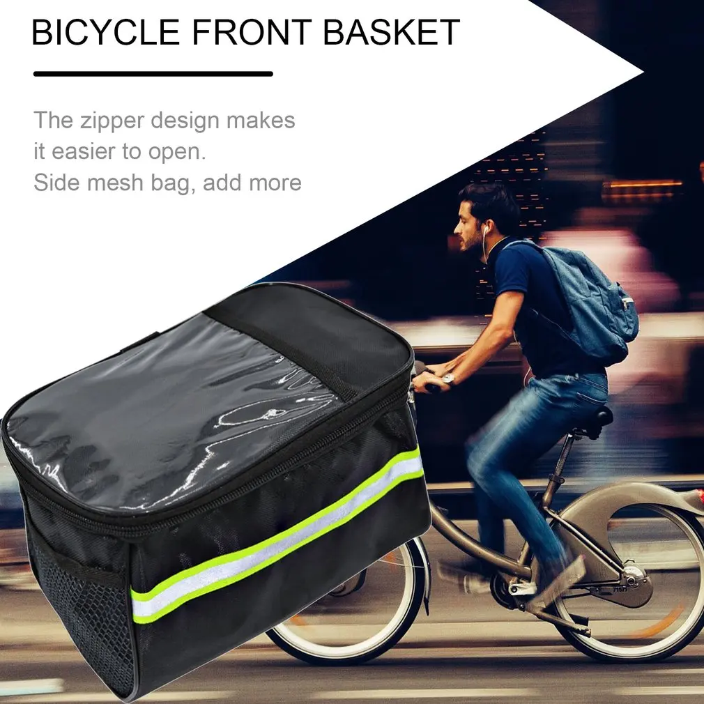 

20 Inch Large Capacity Polyester Bike Bicycle Front Basket Durable Waterproof Tube Handlebar Bag Outdoor Sport Accessories